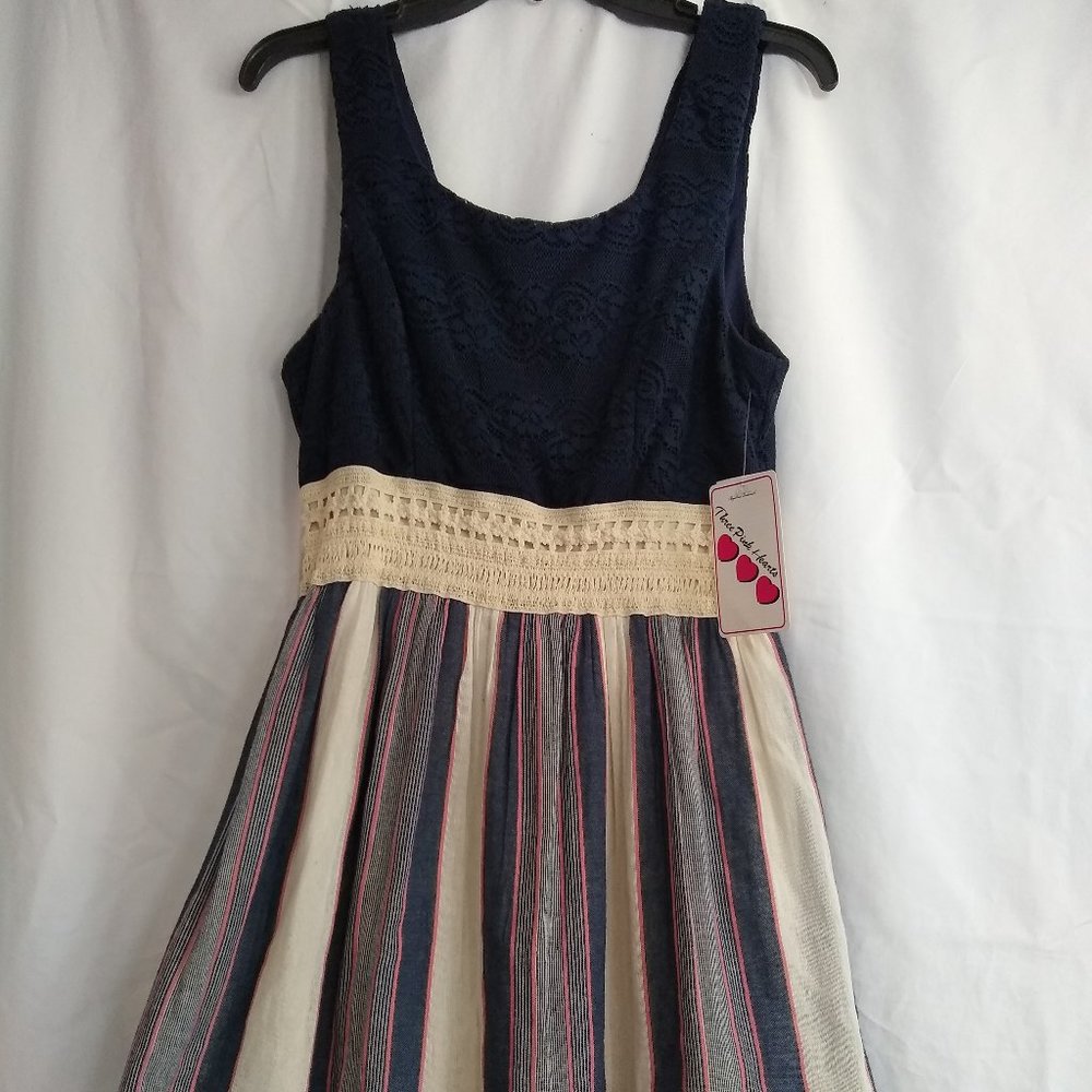 SUPER CUTE THREE PINK HEARTS SLEEVELESS JR'S DRESS